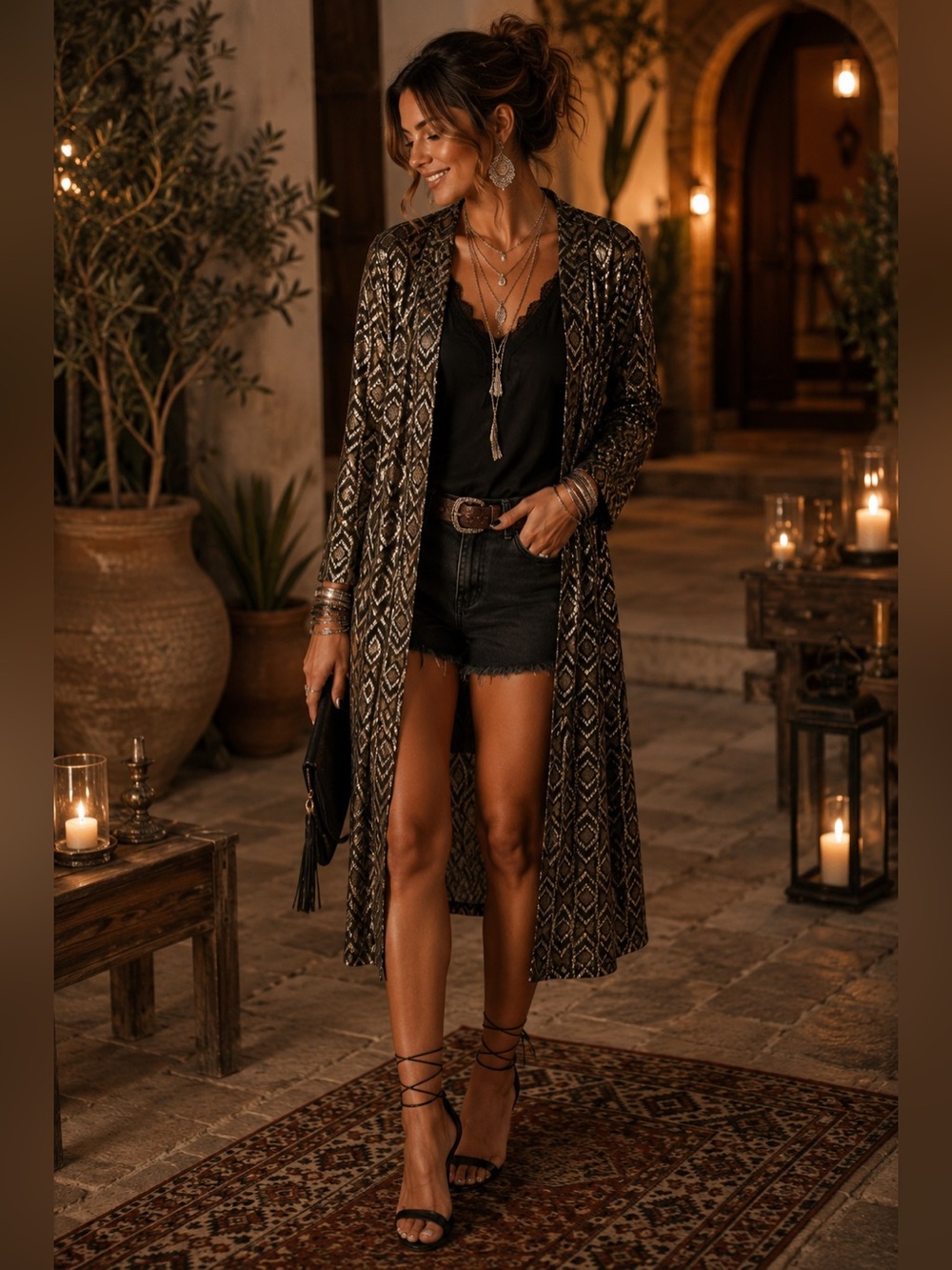 Lularoe Gold and Silver Elegant Duster